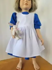 Alice in Wonderland Dress with Pinafore & Stuffed White Rabbit - fits My Twinn