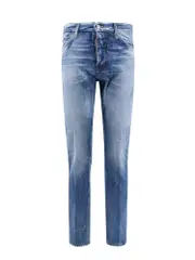 [Dsquared2] Dsquared2-Denim Jeans With Suede Logo Patch-Uomo 46