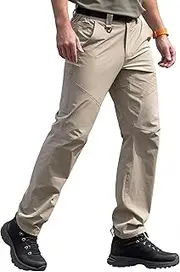 [Aicall] Men's Quick Dry Hiking Pants, Water-Resistant Lightweight Stretch Cargo Pants, Elastic Waist Work Pants with 7 Pockets
