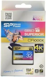 Silicon Power Compact Flash Card 32GB 1000x Superior CF SP032GBCFC1K0V10