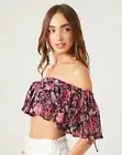 NWT FOREVER 21 Floral Crop Flounce Top Sz XS