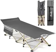 Camping Cot, 450LBS(Max Load), Portable Folding Outdoor Bed with Carry Bag for Adults Kids, Heavy Duty Cot for Traveling Gear Supplier, Office Nap, Beach Vocation and Home Lounging (Grey)