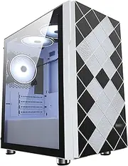 Mid-Tower Micro-ATX, Mini-ITX Computer Case, Tempered Glass Panel, Vertical GPU Bracket Supports Water Cooling