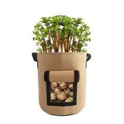 SpringUp 2PCS Potato Grow Planter Container Bag Pouch Root Planting Pot Side Window Breathable 10 Galloon Brown