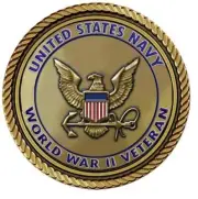 Navy WWII Vet v1 Medallion for Box Cremation Urn/Flag Case - 2 Inch Diameter