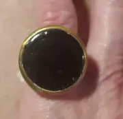 BOHO Size 6 Large Black Bronze-tone Ring Round Disk Fashion Ring made Kenya J&J