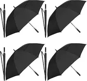 Silkfly 4 Pcs 62 Inch Automatic Open Golf Umbrella Extra Oversize Stick Umbrellas Vented Double Canopy Large Umbrellas for Rain Windproof Men and Women, Black