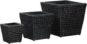 Raised Garden Bed Set of 3, Elevated Planter Box Plant Container 3 pcs Water Hyacinth Black