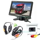 Wireless Car Rear View Kit 18 IR Reversing Camera White+7" Monitor 12V/24V Truck
