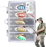 Fishing Bait Bass Spinner Bait Fishing Spinner Bait Metal Spinner Lure Kit with Tackle Boxes for Bass Trout Salmon Walleye, Freshwater Fishing Equipment for Anglers, Multi-Leaf Spinner Bait