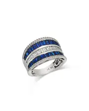 Bloomingdale's Fine Collection Limited Edition Blue Sapphire & Diamond Multirow Ring in 14K White Gold