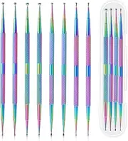 8 Pcs Nail Dotting Tools, Professional Nail Art Dotting Tool with Box, Ball End Nail Dotting Tool, Double-ended Nail Art Tools, Metal Dotting Pen for Painting Nail Design Pattern Embossing