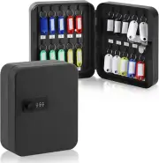 20-Key Storage Lock Box, Wall Mount Key Cabinet Organizer with Combination Lock,