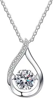 [VerdeRoot] Moissanite Teardrop Pendant Necklace, S925 Silver, 1 Ct Stone, Hypoallergenic, Elegant Design, for Women