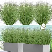 UXORSN 24 Bundles Artificial Plants Onion Grass Outdoor 20 Inch Tall Fake Shrubs Wheat Grass UV Resistant Greenery Stems Faux Bushes Plant for Indoor Outdoor Garden Office Home Decor, Green