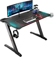[EUREKA ERGONOMIC] Z1-S Gaming Desk 44.5" Z Shaped Office PC Computer Gaming Desk Gamer Tables Pro with LED Lights Controller Stand Cup Holder Headphone Hook Free Mousepad for Men Boyfriend Female Gift