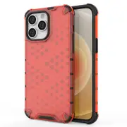 2PCS Honeycomb Clear Shockproof Case For iPhone 12 Pro Max Hybrid TPU PC Transparent Armor Cover For iPhone 12 Pro Max- Red For iPhone 12 Pro Max