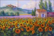 Ceramic Tile Mural Backsplash Senkarik Tuscan Landscape Sunflower Art MSA125
