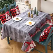 Christmas Rectangle Tablecloth Washable Dinner Table Cover for Xmas Party Decoration-Gray