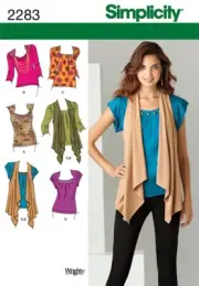 Simplicity 2283 Misses knit tops and vest sewing pattern size 6 to 14