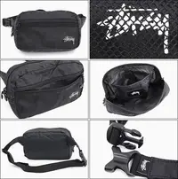 在飛比找Yahoo!奇摩拍賣優惠-Stussy waist bag 新款 包包 黑色 腰包 側