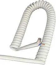 Coiled Extension Cord, 2 Core 2.5mm Square Retractable Spring Power Cable Line 2.5 Meter 5 Meter 7.5 Meter Black White Spiral Cord Wire for Outdoor(White,Stretch 2.5 Meter)