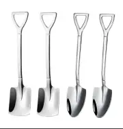 SIlver Tone Dollhouse 4 piece Shovel Set 6 Inch Round Nose Square Nose