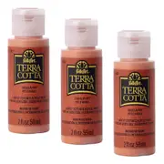 3x Plaid FolkArt Terra Cotta 59ml Acrylic Art Paint Clay Pot Textured Finish