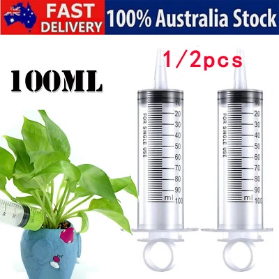 1/2pcs Big Large Plastic Hydroponics Nutrient Measuring Syringe Reusable 100ML