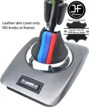 BLACK STITCH TRI STRIPES TOP GRAIN LEATHER SMG GEAR BOOT FITS BMW E46 98-05 (for: BMW)
