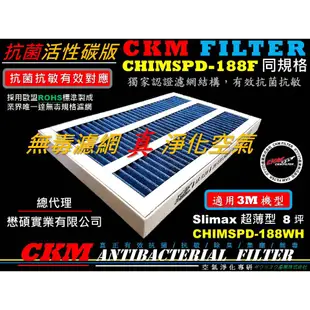 【CKM】適用 3M Slimax 超薄型 除菌 抗菌 抗敏 無毒 活性碳靜電濾網 除臭 濾芯 CHIMSPD-188F