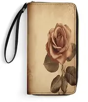 [BFGWK] Large Wallet Novelty Vintage Rose Printing Long Wallet With Zipper Leather Wallet Suitable For Both Men And Women, style, 19.7x10.5cm