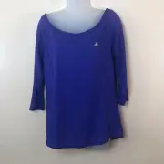 Adidas Performance Purple 3/4 Sleeve Climalite Activewear Top Women L NEW