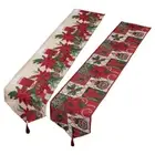 Christmas Table Runner Flower Printed Tablecloth Winter Dining Table Restaurant
