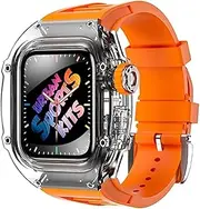 [HKIDKK] Latest Light Fiberglass Watch Case+Fluorine Rubber Watch Band Suitable，For Apple Watch 8/7/6/5/4 Series, Replacement Strap Suitable，For iwatch 44/45mm Upgrade Modification kit