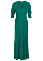 Rixo Zadie Floral-jacquard Satin Maxi Dress - Green - 16 (UK 16 / XL) 16 (UK 16 / XL)