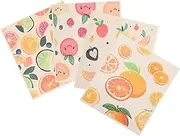 SECFOU 4pcs Fruit Pattern Swedish Dishcloth Reusable Absorbent Kitchen Towels for Drying Dishes Quick Drying Soft Cloths for Cleaning Versatile Use