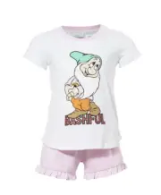 PETER ALEXANDER PJ SET DISNEY SNOW WHITE - BASHFUL TOP & SHORTS JNR GIRLS SIZE 3