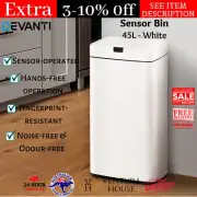 Devanti 45L Motion Sensor Bin Automatic Rubbish Trash Can Kitchen Touch White