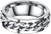 [TINEASUR] Chain Ring Man Rings for Men Band Rings for Men Stainless Steel Necklaces for Men Mens Rings Stainless Steel Mens Jewlery Stainless Steel Mens Necklace Friendship Men's Vintage