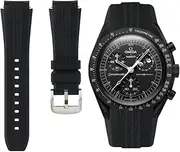 Weave Curved End Rubber Watch Straps for Omega x Swatch MoonSwatch - Curve No Gap Quick-Release Replacement Silicone Bands for Moonwatch Speedmaster for Men & Women - 20mm (Black, 20mm)