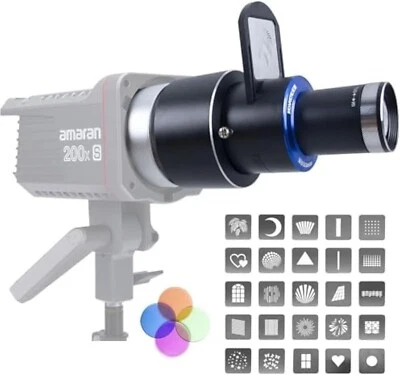 Bowens Mount Snoot, Spotlight Projection Attachment with 25 Gobos and 4 Color Fi