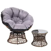 Outdoor Chairs Table Lounge Set - Brown