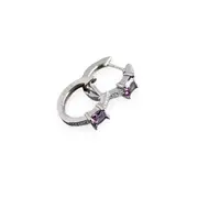 ANYCO Earrings Sterling Silver Purple Luxury Square CZ Round Ear Buckle For Women Girl Teen Chic Fashion Stylish Accessories Jewelry Gifts