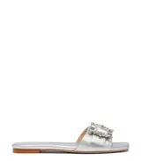 SHINE BUCKLE SLIDE SANDAL in SILVER for Women