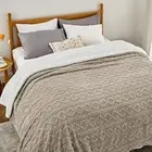 Sherpa Queen Size Blanket for Bed - Fuzzy Soft Queen (90" x 90") 02 - Beige