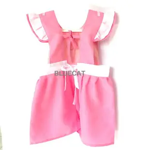 甜美粉白圍裙 兒童圍裙【BlueCat】【JI2378】
