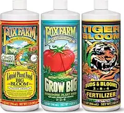 FoxFarm Liquid Nutrient Trio Hydro Formula: Big Bloom, Grow Big Hydro & Tiger Bloom - for Hydroponic Gardening, Green Growth, Buds & Late-Season Flowers, (3-32 oz Bottles)