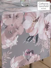 Catherine Lansfield Grey Dramatic Floral 100% Cotton Table Runner (T37452) | $23
