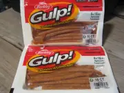 2 Packs Berkley Gulp Fishing Baits - 6" NightCrawler Worms - Pumpkinseed Color